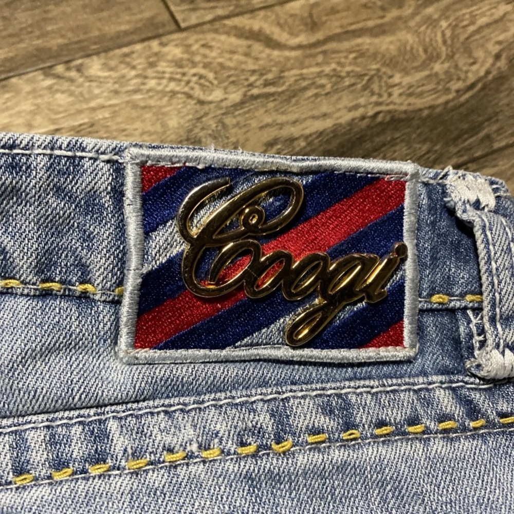 COOGI Denim Shorts Women's 34x12 Embroidered Embellished Low Rise Blue Jean Jort - Picture 9 of 14